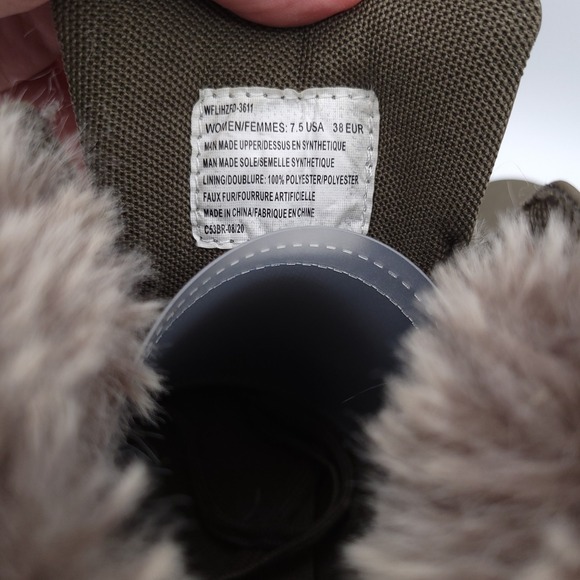 Lugz Flirt Hi Fur Boots Womens 7.5 Olive Green Gray Faux Fur Trim C53BR - Picture 5 of 11